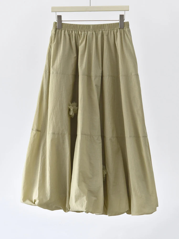 Voluminous Balloon Midi Skirt-SimpleModerne