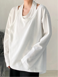 Relaxed Layered Long Sleeve Shirt-SimpleModerne