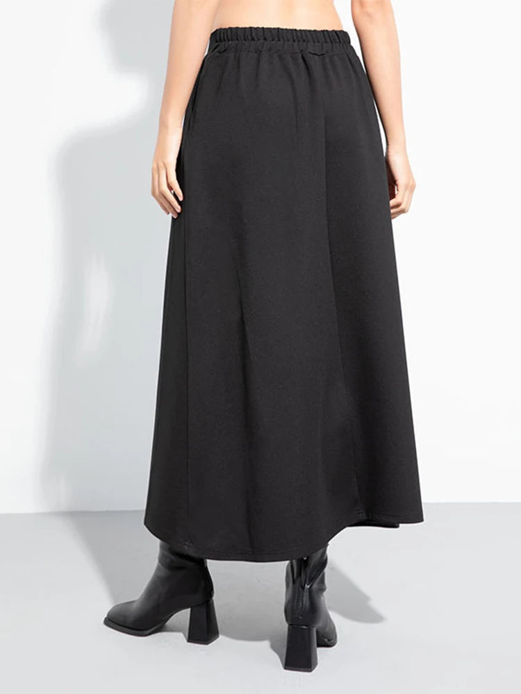 Jazz Up Mid-Calf Skirt with Organza Decoration-SimpleModerne
