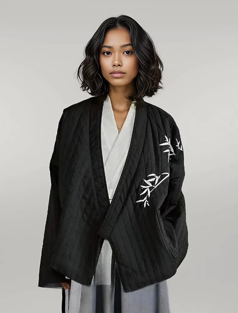 Japanese Style Wrap-in Kimono Jacket-SimpleModerne