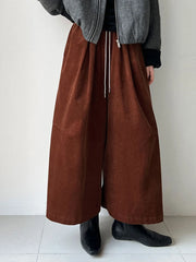 Wide Corduroy Trousers — Deep Chestnut Brown-SimpleModerne