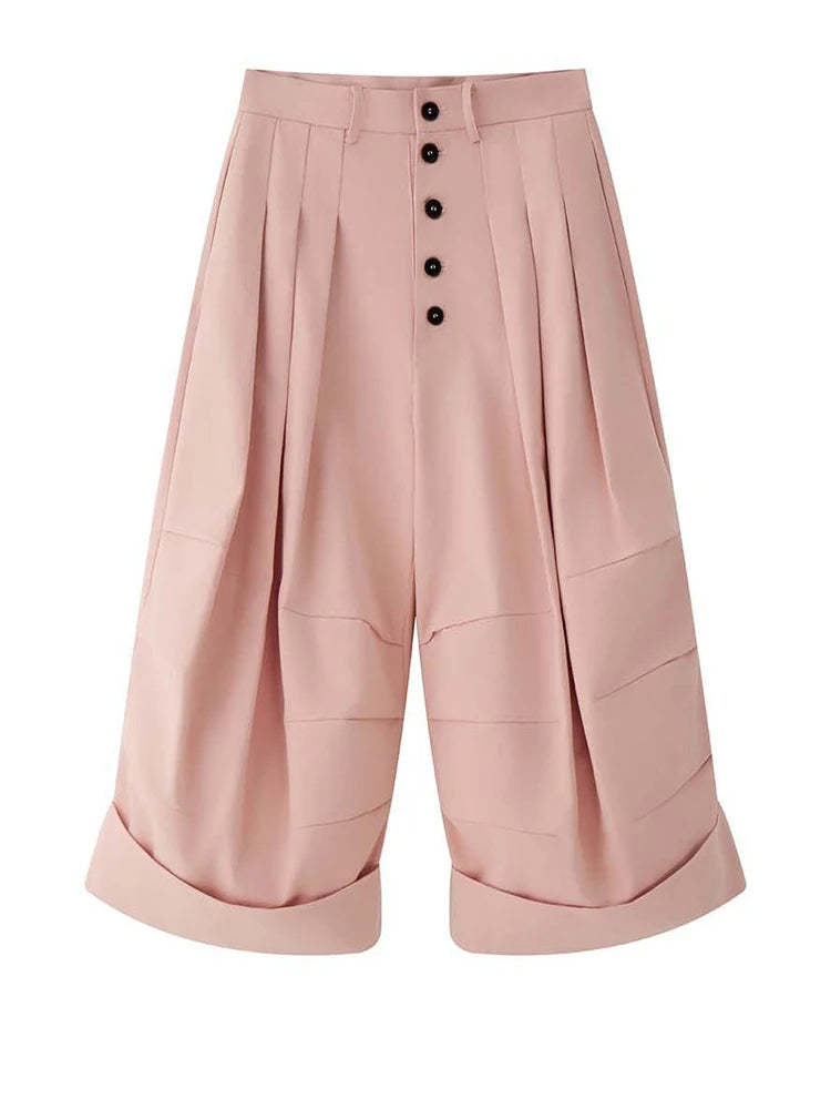 Pleated Wide-Leg Trousers – Dusty Pink Statement Fit