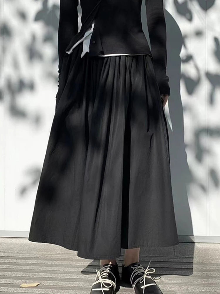 Gothic Flow Midi Skirt-SimpleModerne