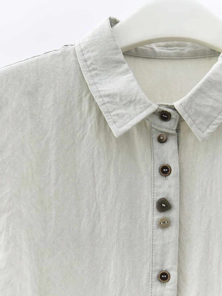 Natural Asymmetrical Button Vest-SimpleModerne