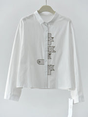 Playful Cat Print Shirt Blouse