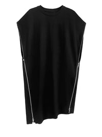 “Zip It” Asymmetric Zip Midi Dress-SimpleModerne