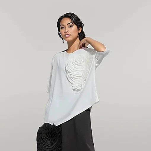 Jazz Up Relaxed Fit T-shirt with Organza Decorations-SimpleModerne