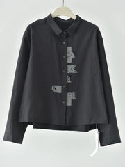 Playful Cat Print Shirt Blouse