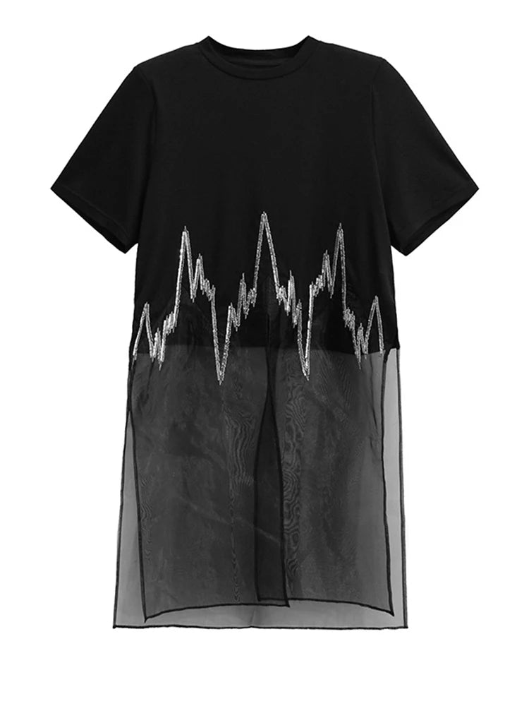 Minimalist Goth Sheer Overlay T-Shirt – Layered Casual Edge Top-SimpleModerne