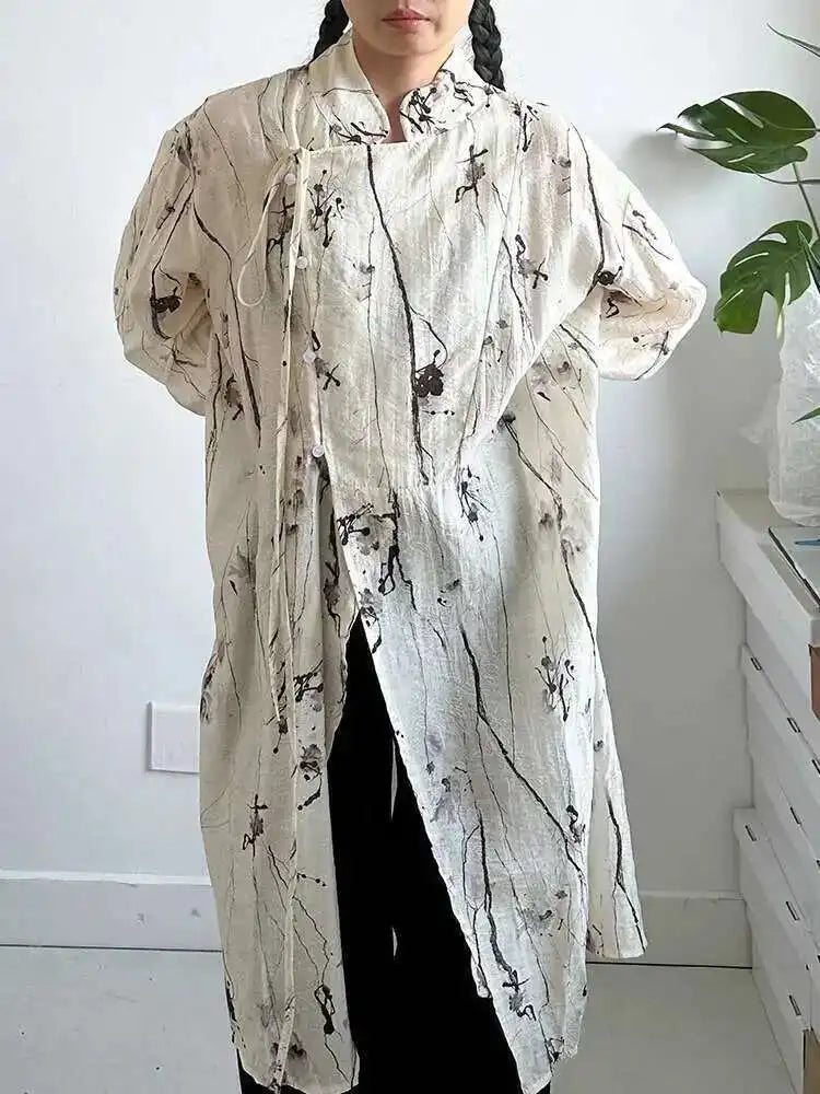 Ink Sketch Oversized Shirt-Blouse-SimpleModerne
