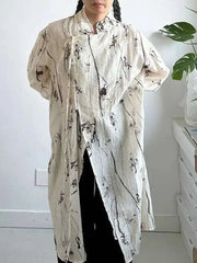 Ink Sketch Oversized Shirt-Blouse-SimpleModerne