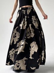 Casual Minimal Goth Flower Skirt-SimpleModerne