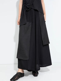 Layered Pinstripe Panel Wide-Leg Trousers-SimpleModerne