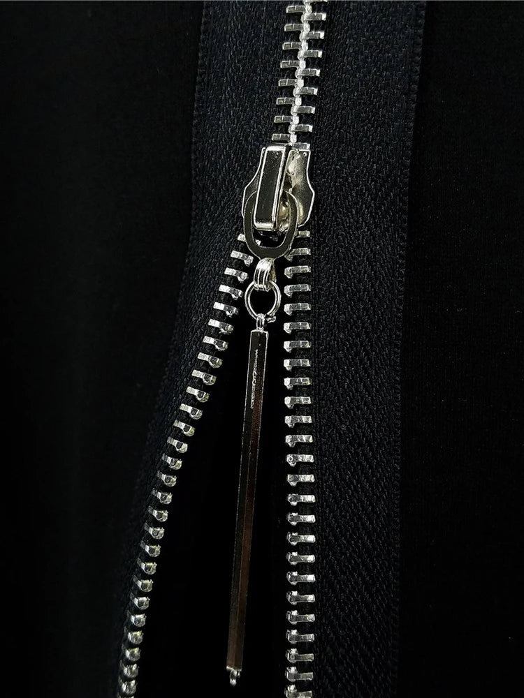 Industrial Exposed-Zip Boxy Tee - Void Black