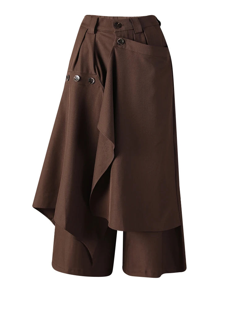 Punky Coffee-Brown Layered Trousers-SimpleModerne