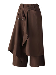 Punky Coffee-Brown Layered Trousers-SimpleModerne