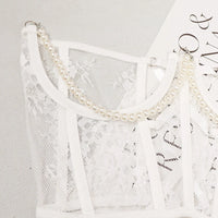 Pearl Lace Corset White Belt-SimpleModerne