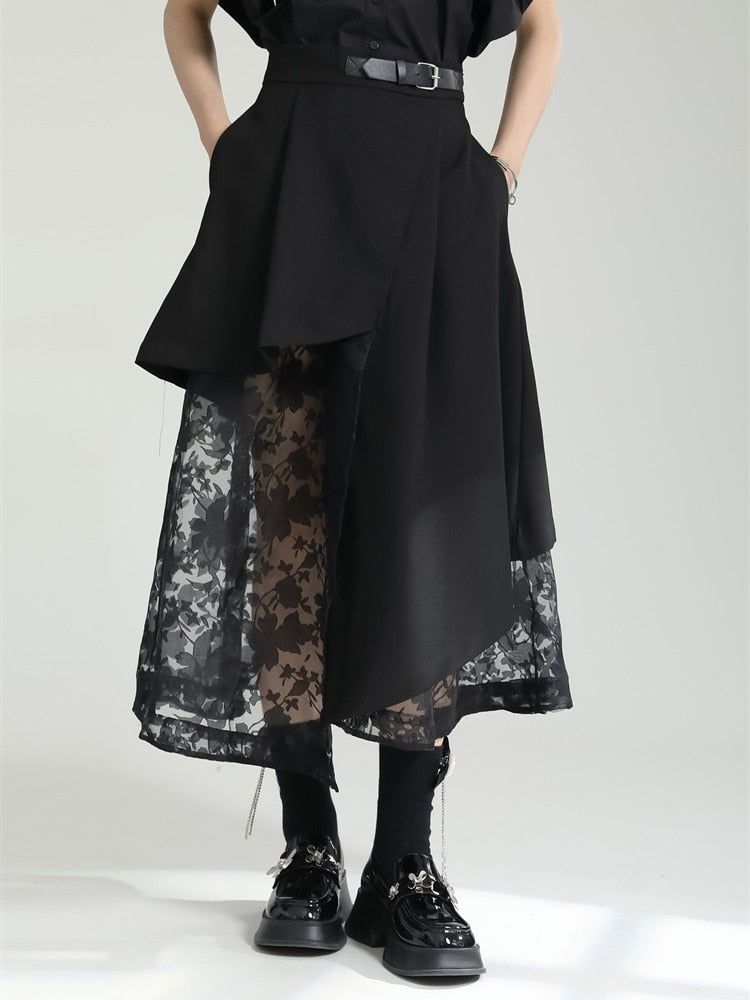 Casual Minimal Goth Irregular Design Skirt-SimpleModerne