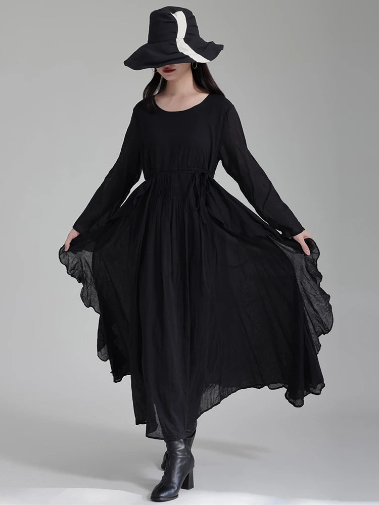 Casual Minimal Goth Layered Black Dress-SimpleModerne