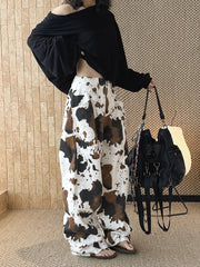 Abstract Flow Wide-Leg Trousers-SimpleModerne