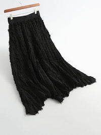 Textured Minimal Goth Skirt – Black-SimpleModerne