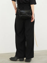 Casual Minimal Goth Belted Trousers-SimpleModerne