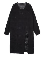 Open-Knit Mid-Calf Pullover Dress-SimpleModerne