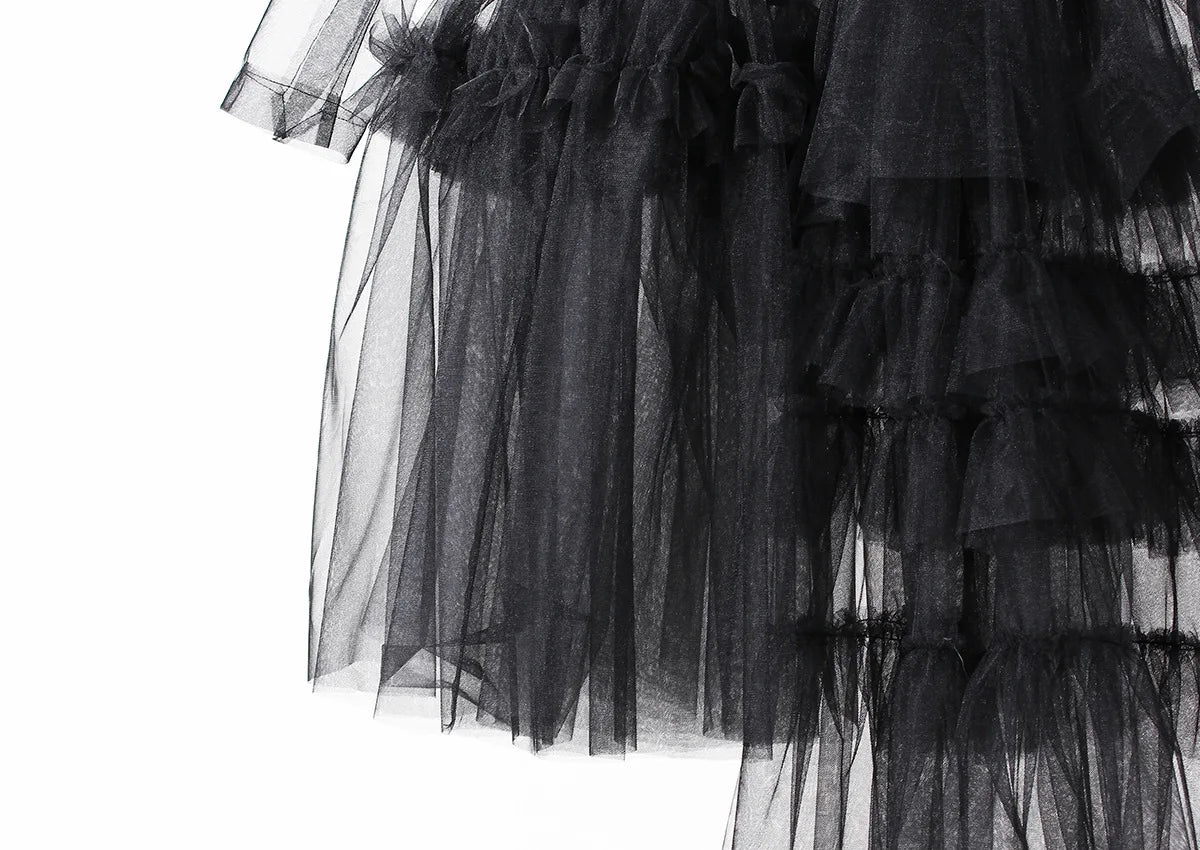 Sheer Noir Tulle Blazer Dress-SimpleModerne