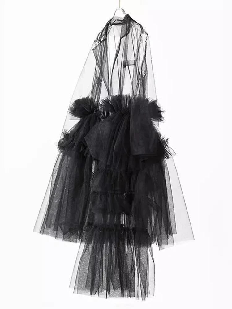 Sheer Noir Tulle Blazer Dress-SimpleModerne