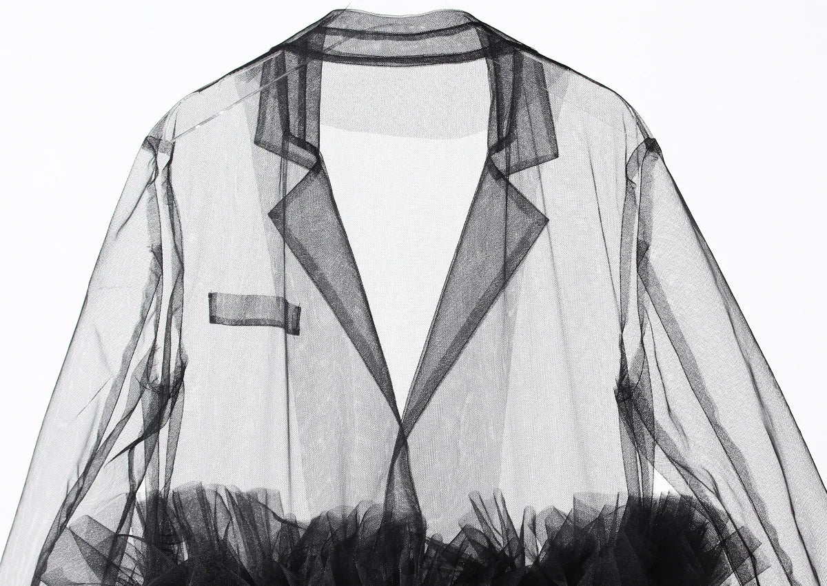 Sheer Noir Tulle Blazer Dress-SimpleModerne