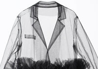 Sheer Noir Tulle Blazer Dress-SimpleModerne