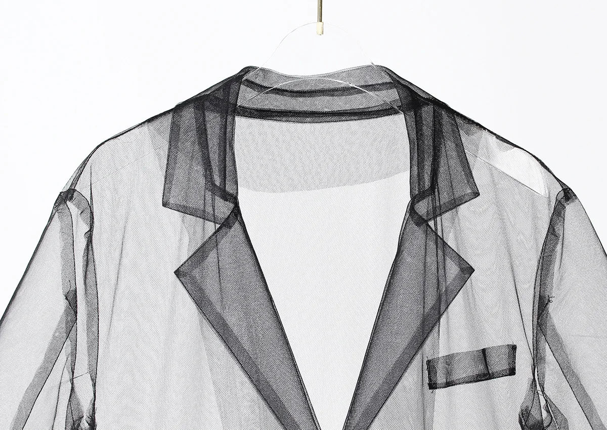 Sheer Noir Tulle Blazer Dress-SimpleModerne