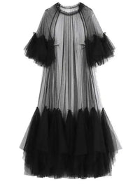 Sheer Tiered Tulle Overlay Dress-SimpleModerne
