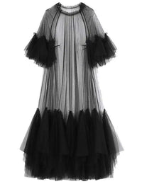Sheer Tiered Tulle Overlay Dress-SimpleModerne