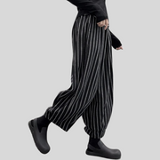 Jazz Up Striped Pattern Baloon Style Trousers-SimpleModerne