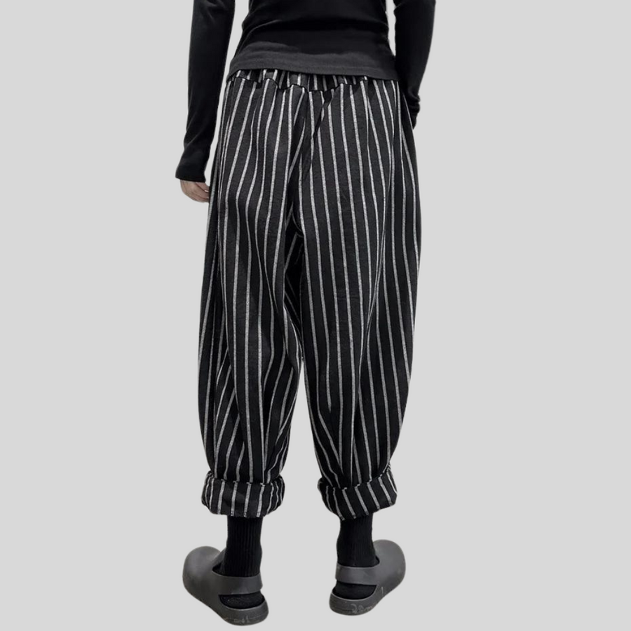 Jazz Up Striped Pattern Baloon Style Trousers-SimpleModerne
