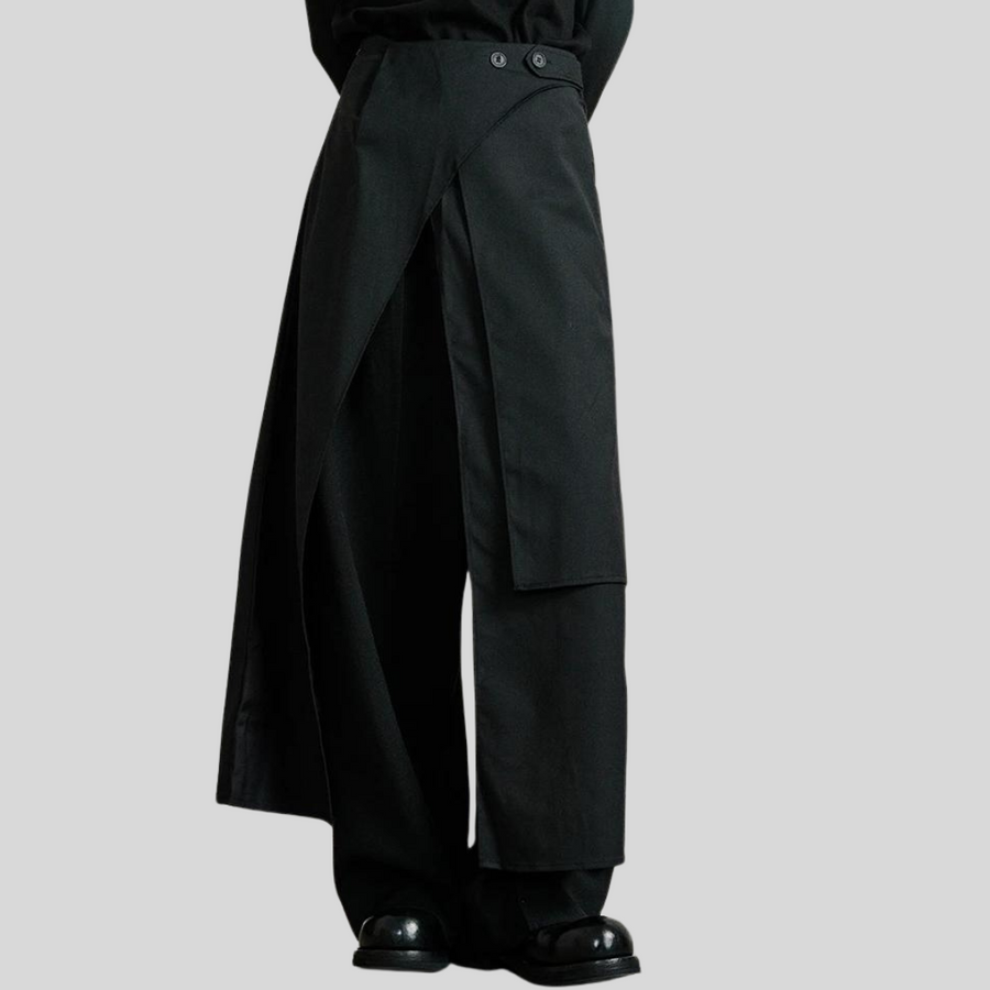 Casual Minimal Goth Irregular Overlay Half-Body Skirt-SimpleModerne