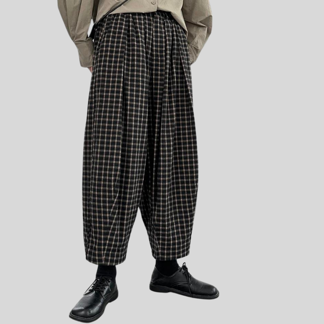 Miss Office Punk Khaki Plaid Pattern Trousers-SimpleModerne