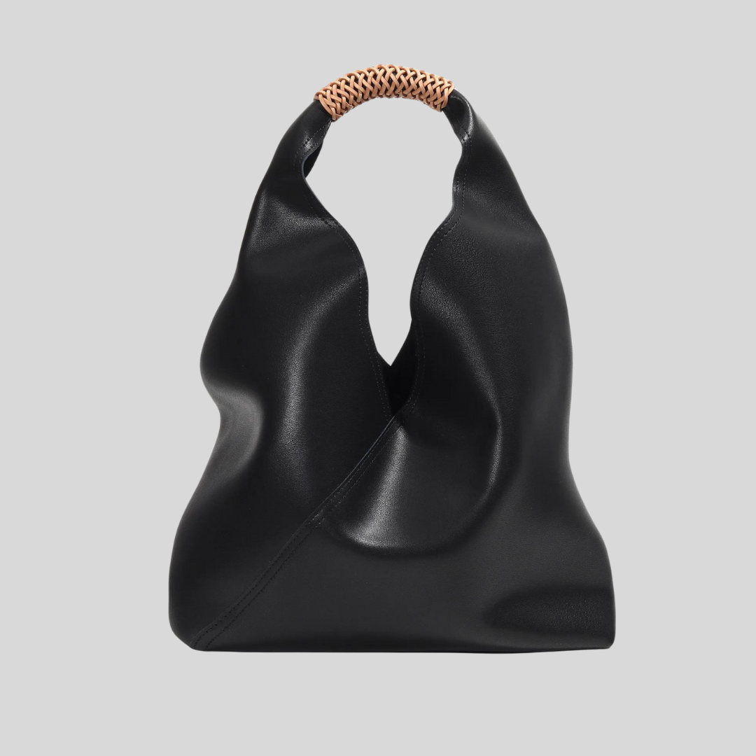 Soft Natural Leather Black Shopper-SimpleModerne