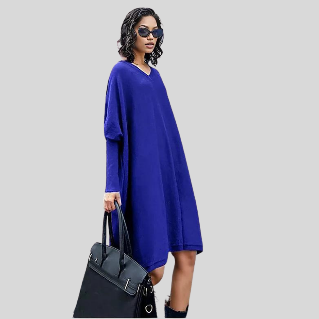 Urban Meets Urban Oversized Knitted Royal Blue Pullover-SimpleModerne