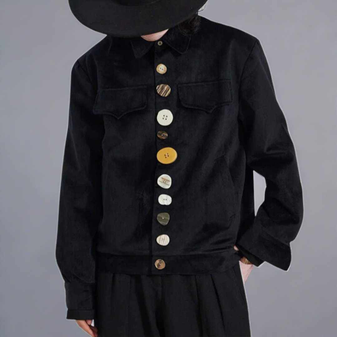 Jazz Up Lite Corduroy Jacket with Colorful Buttons-SimpleModerne