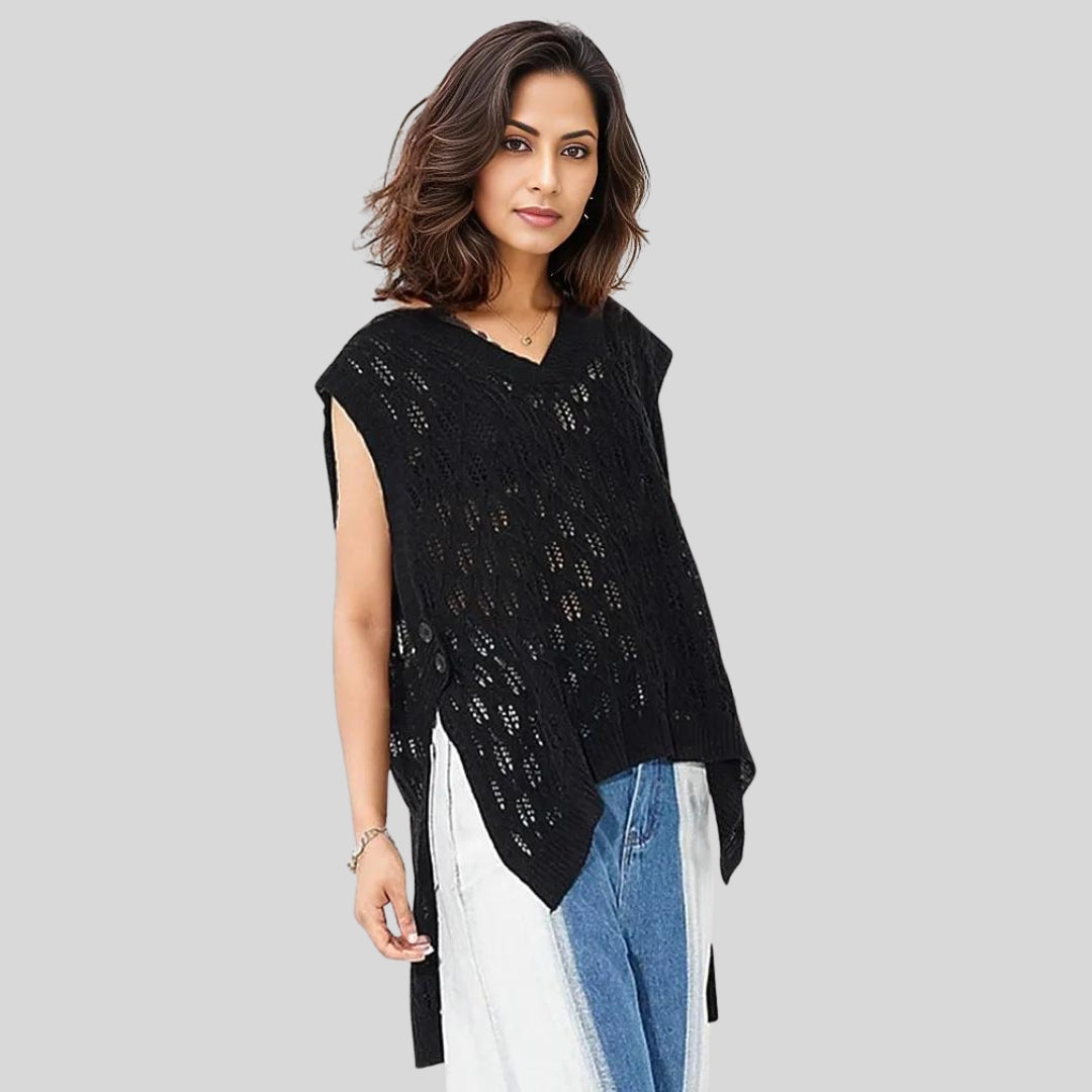 Casual Minimal Goth Romantic Knitted Shirt-Vest-SimpleModerne
