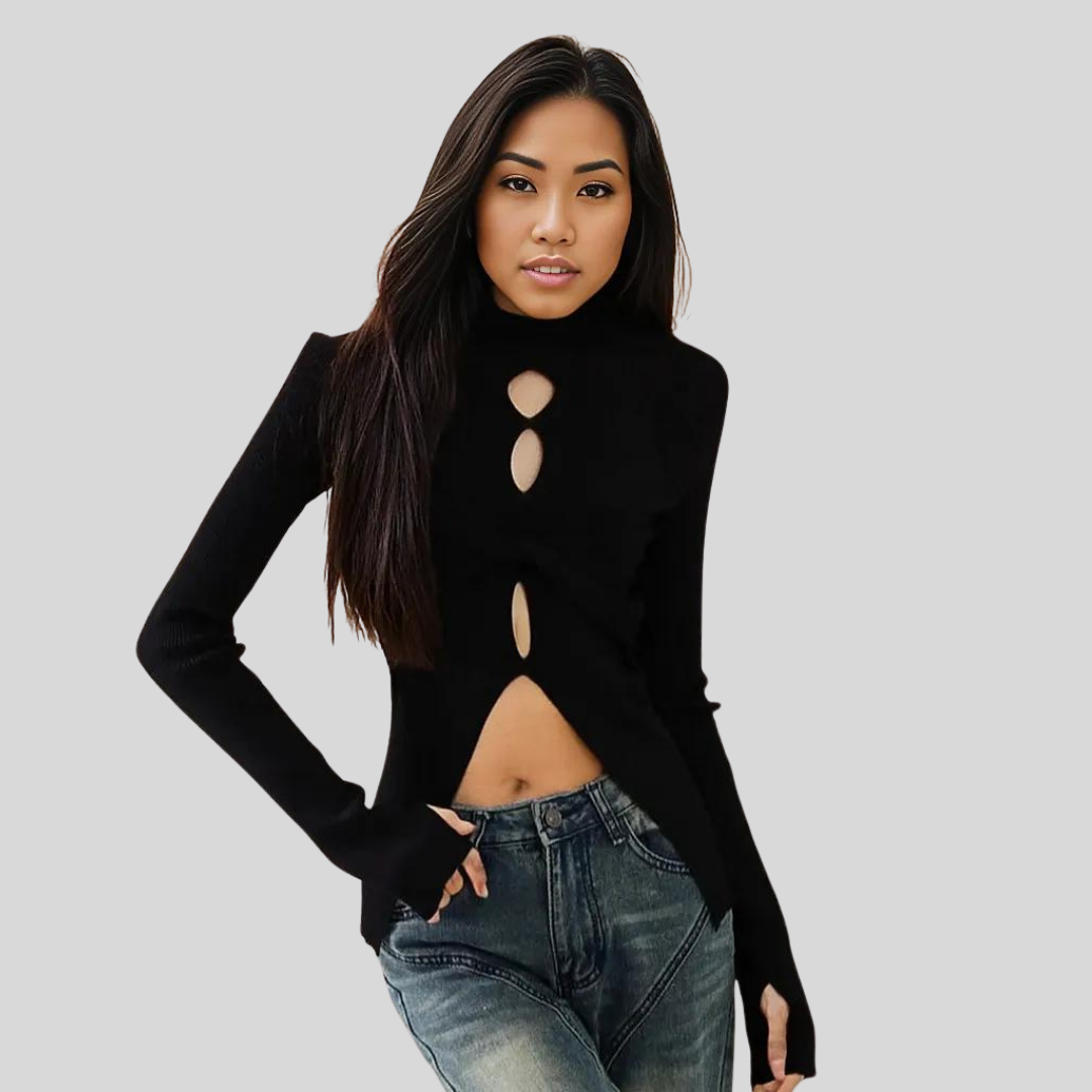 Gothic Style Cut Out Sweater-SimpleModerne