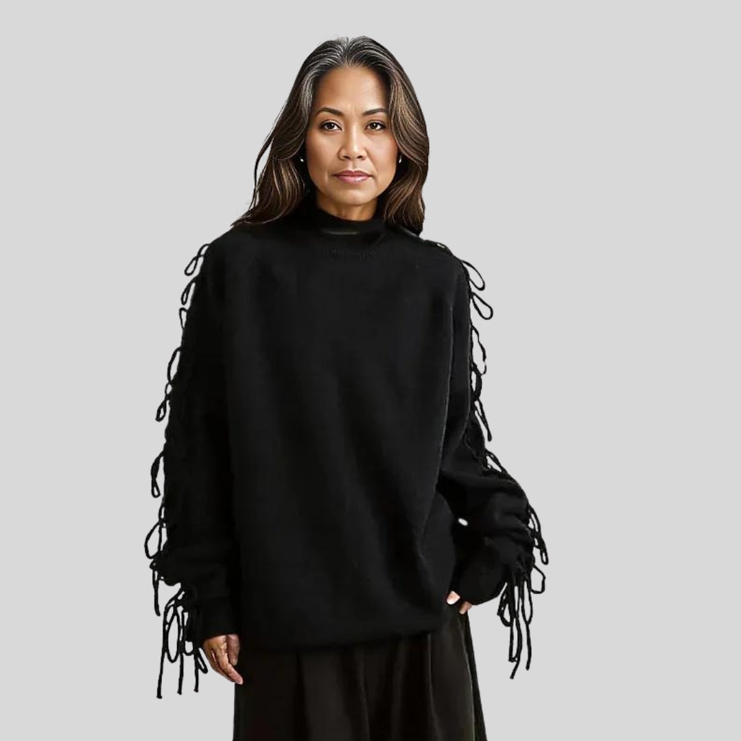Casual Minimal Goth Tassel Design Pullover