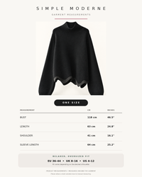 Black Wave Hem Turtleneck Pullover-SimpleModerne