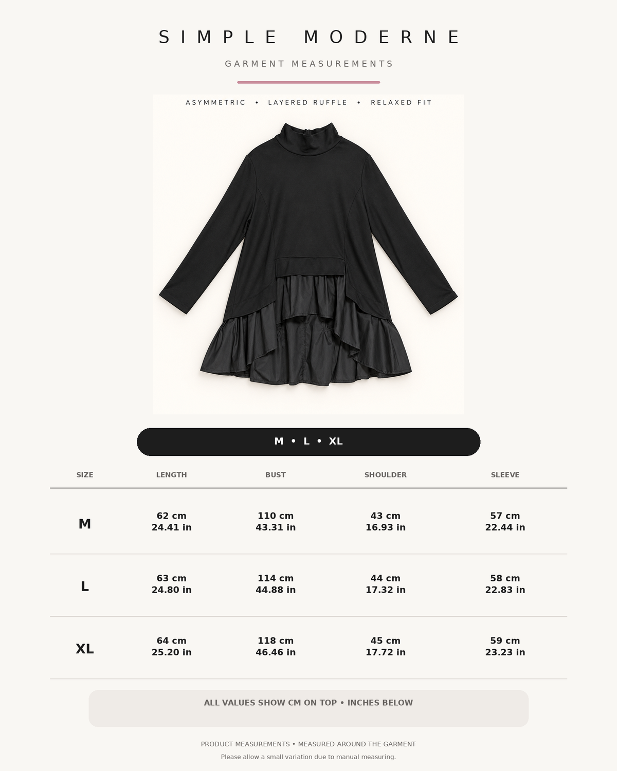 Emignute Asymmetrical Ruffled Sweatshirt-SimpleModerne