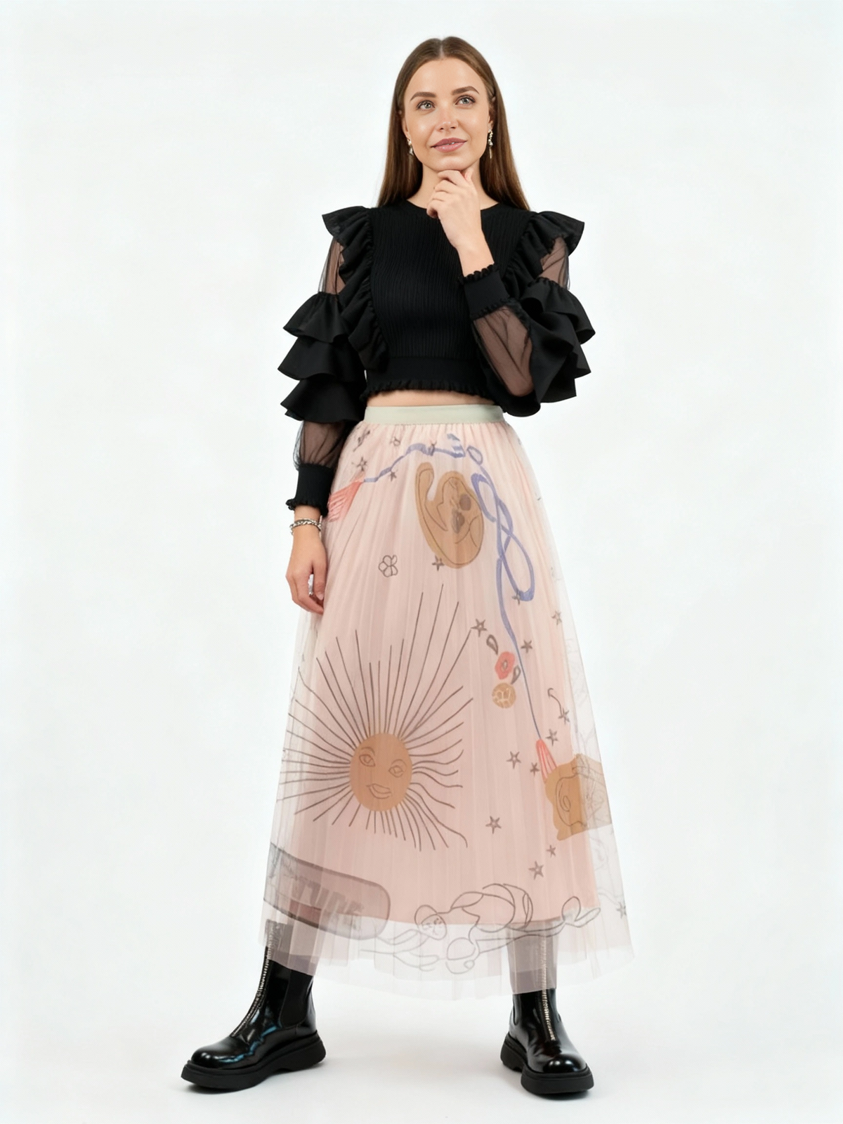 Simple Moderne SauleDu Layered Tulle Pink Skirt-SimpleModerne