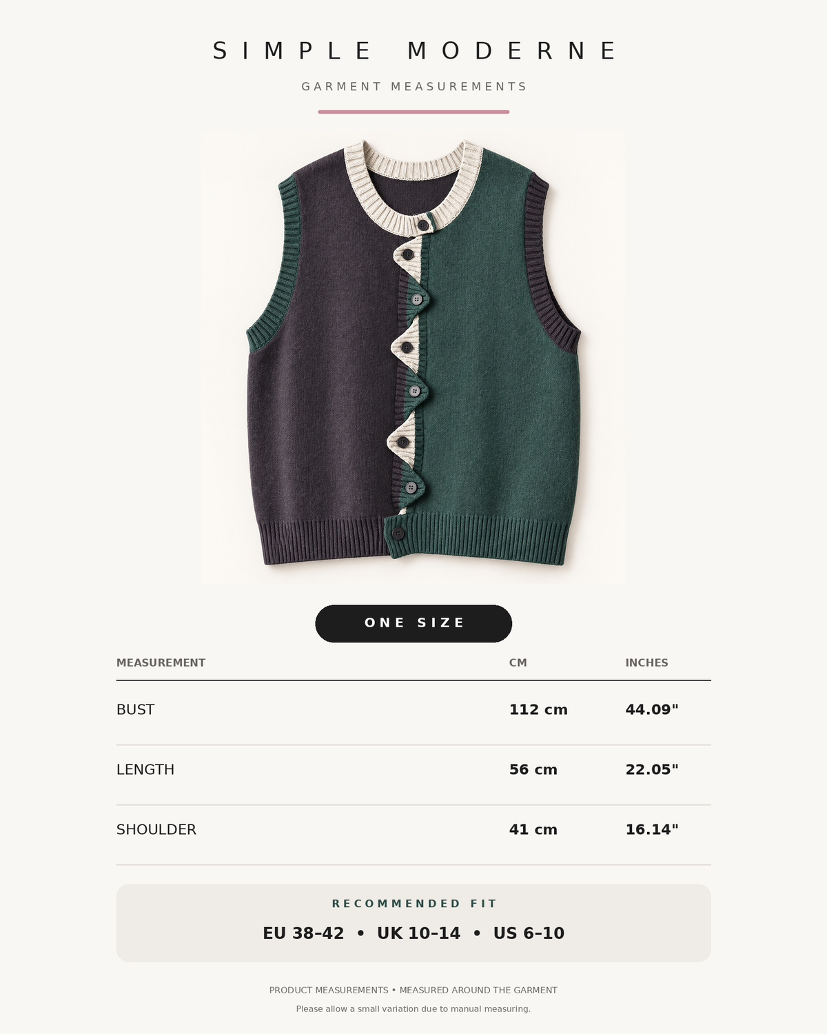 Asymmetric Two-Tone Knitted Vest-SimpleModerne
