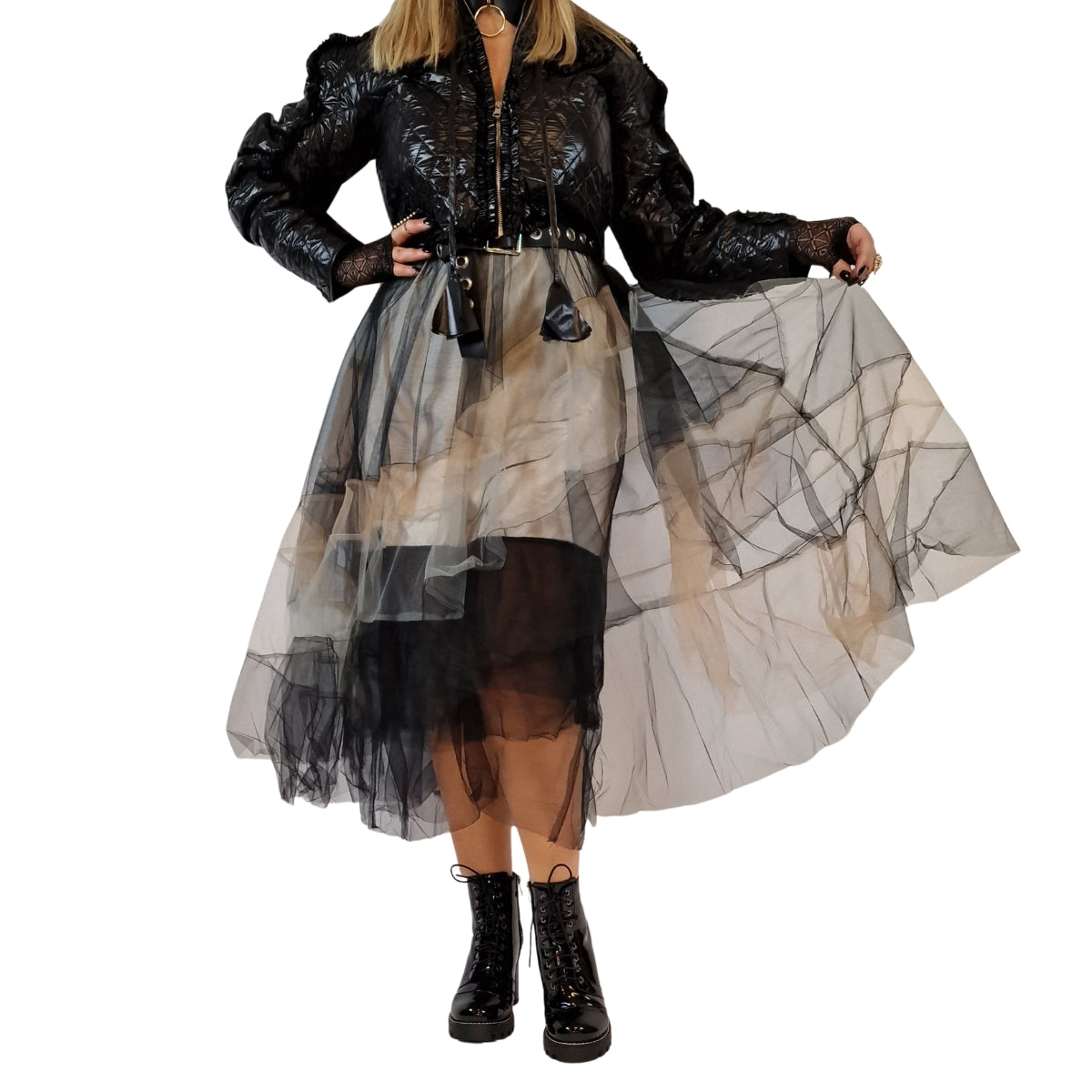 Casual Minimal Goth Margute Layered Skirt-SimpleModerne