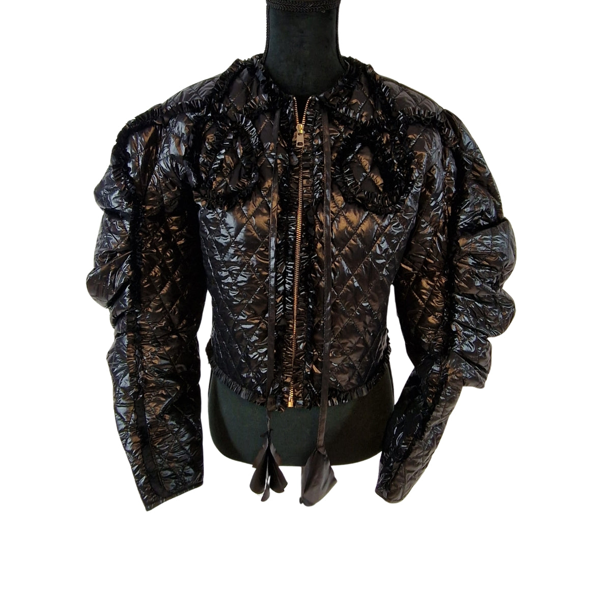 Casual Minimal Goth Puffed Sleeve Lite Jacket-SimpleModerne